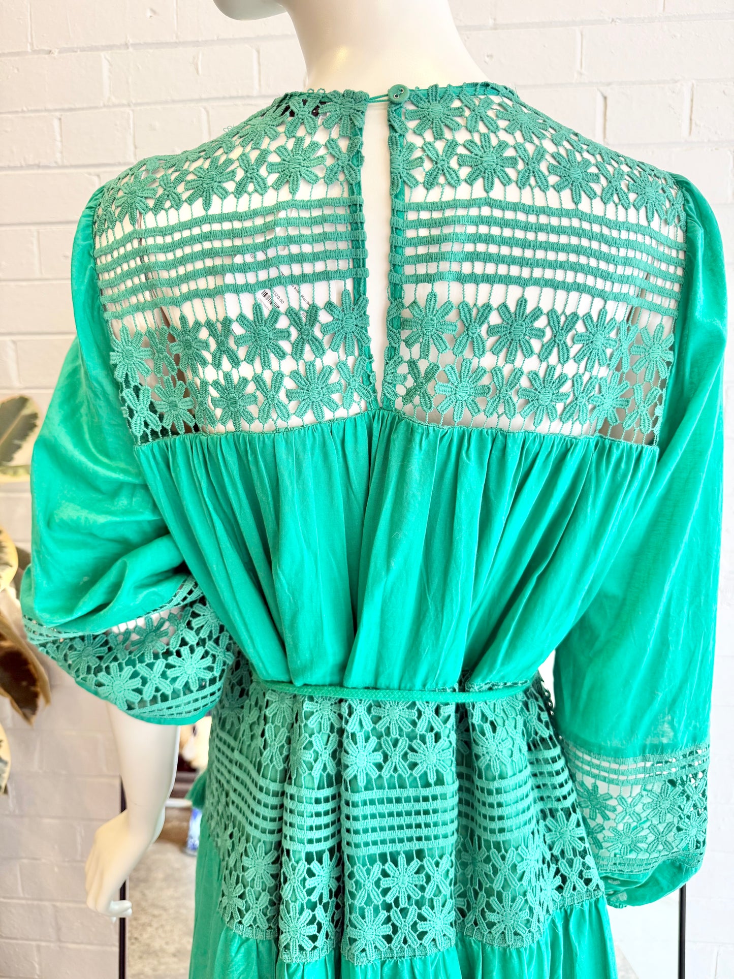Bohemian Traders Emerald Lace Insert Maxi Dress - Size XS
