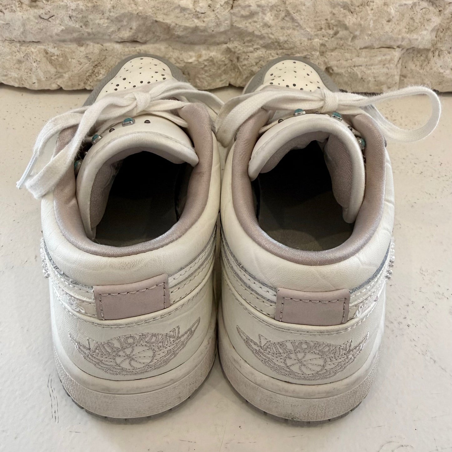 Nike White Sail Soft Pearl Sequins Air Jordan 1 Low Sneakers - Size 6