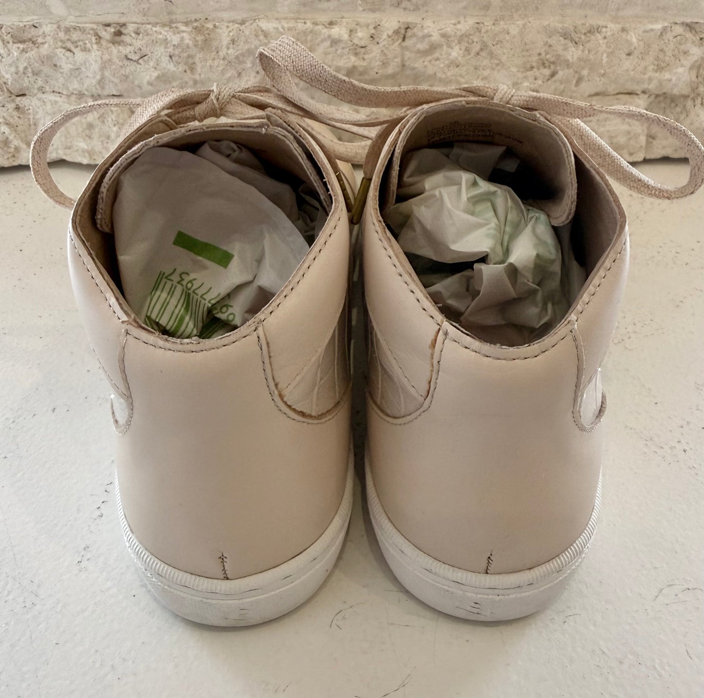 Bared Pink Leather High Top Sneakers - Size 38