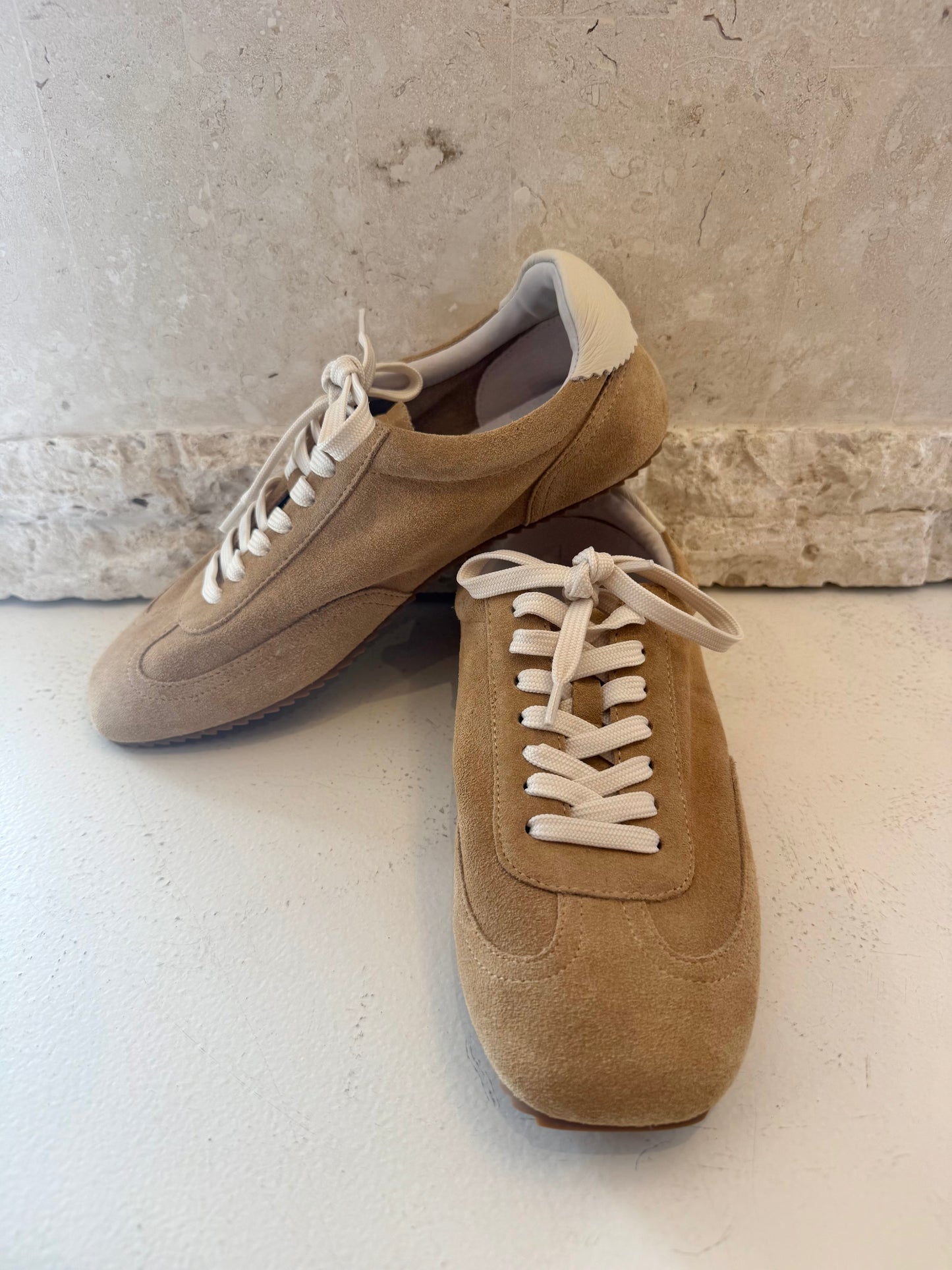 Mollini Camel Cream Liloa Suede Sneakers - Size 39