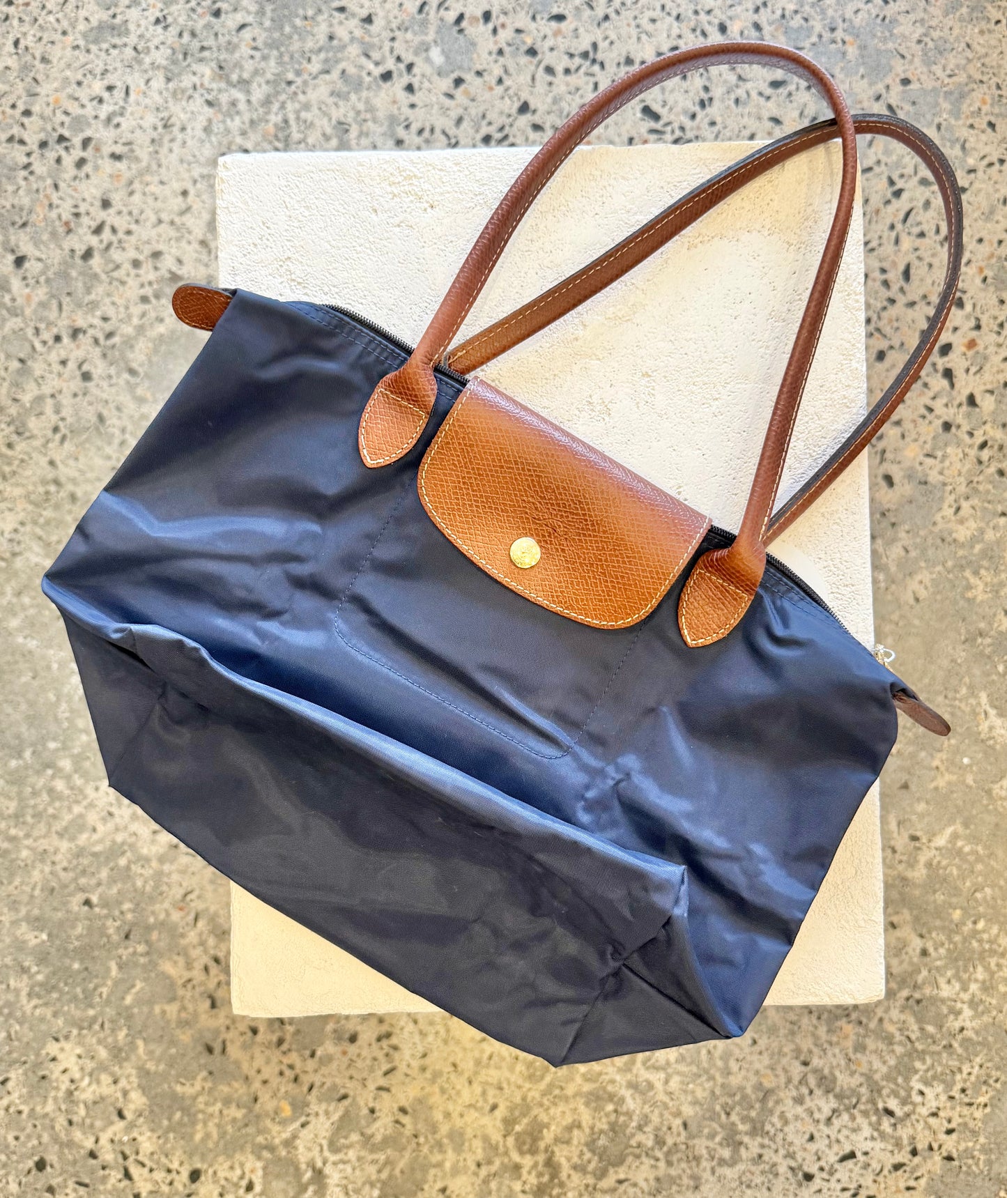 Longchamp Le Pliage Original Large Shoulder Bag in Navy