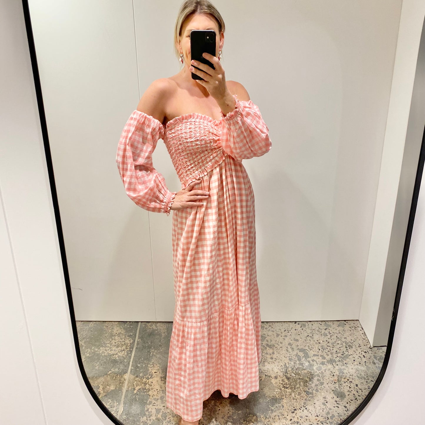 Steele Jaques Midi Dress in Pink Gingham - Size M (10-12)