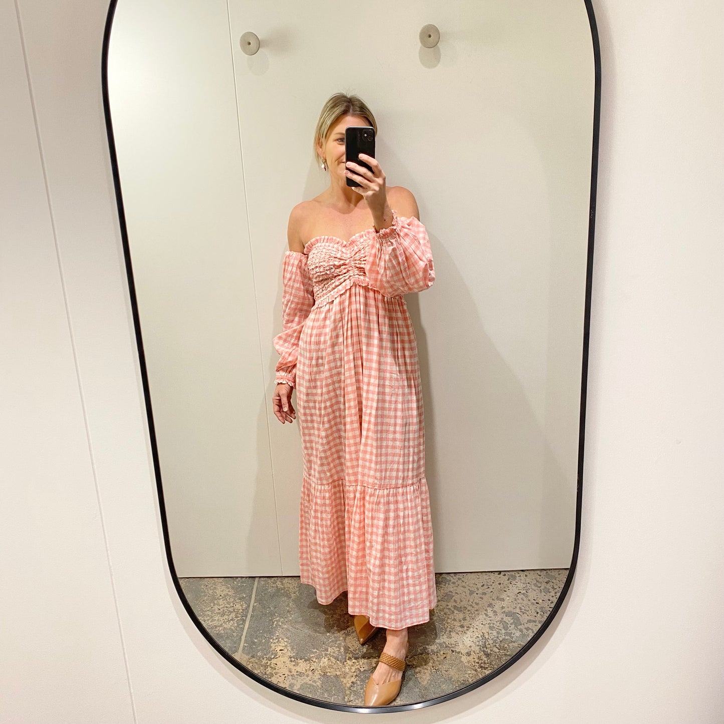 Steele Jaques Midi Dress in Pink Gingham - Size M (10-12)