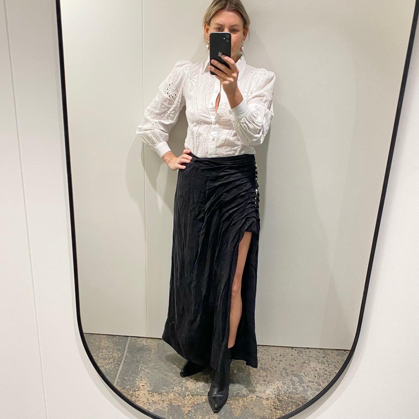 AJE Mika Draped Split Midi Skirt - Size 12