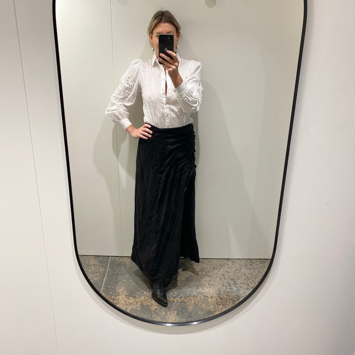 AJE Mika Draped Split Midi Skirt - Size 12
