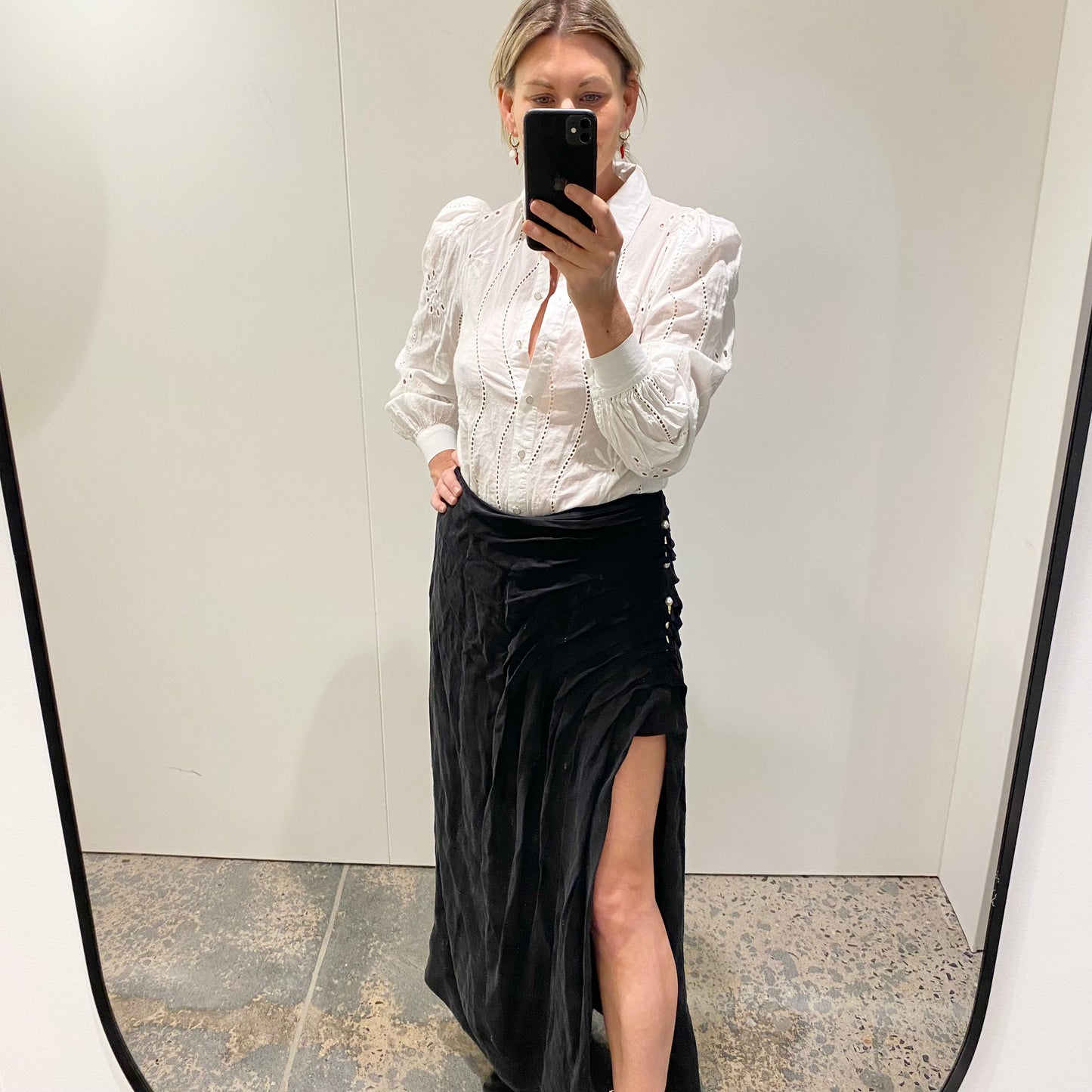 AJE Mika Draped Split Midi Skirt - Size 12