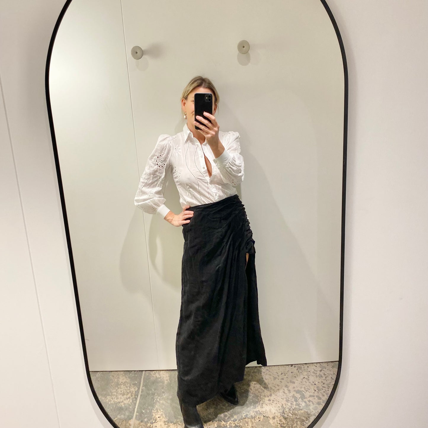 AJE Mika Draped Split Midi Skirt - Size 12