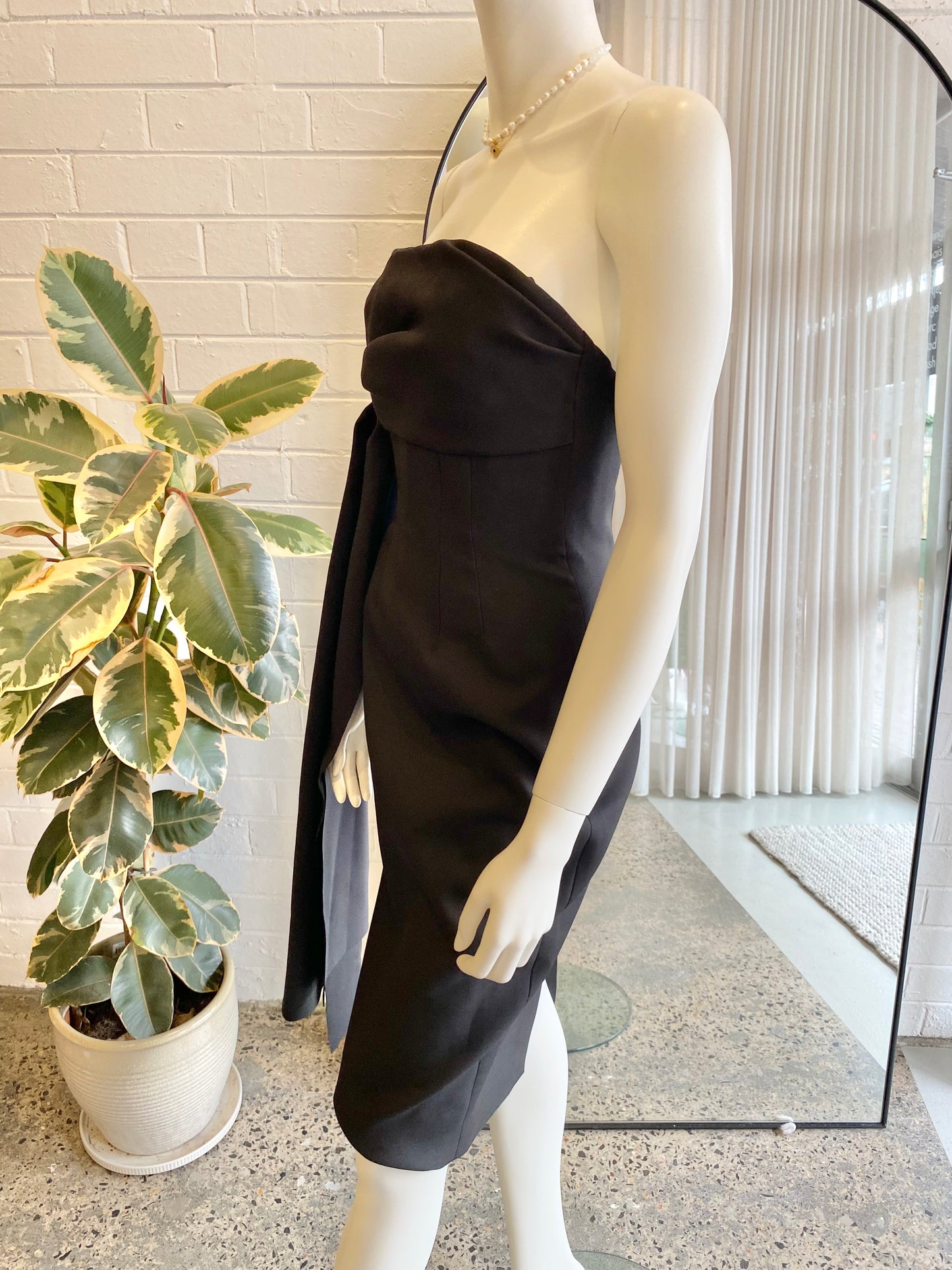 Rachel Gilbert Black Strapless Midi Dress - Size 1 (8)