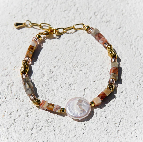 Kingston Agate Pearl Bracelet