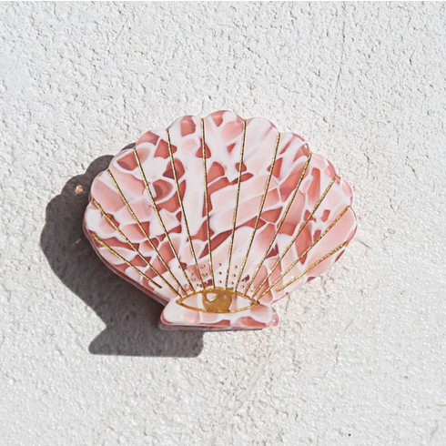 Kingston Shell Claw Clip in Rose Quartz Terazzo