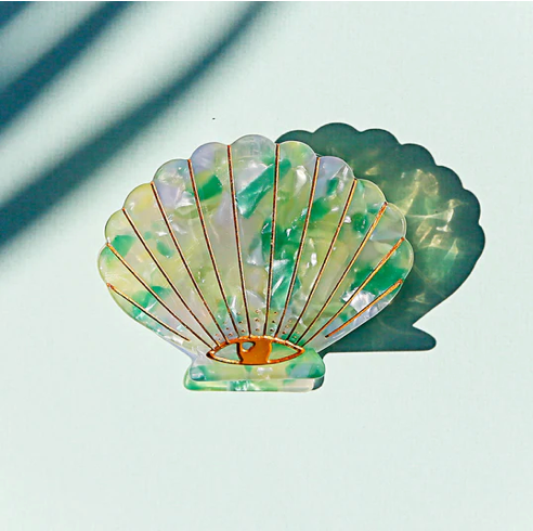 Kingston Shell Claw Clip in Green Pearl