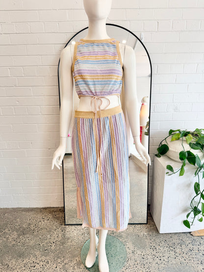 Suboo Elise Stripe Metallic Skirt and Top Set