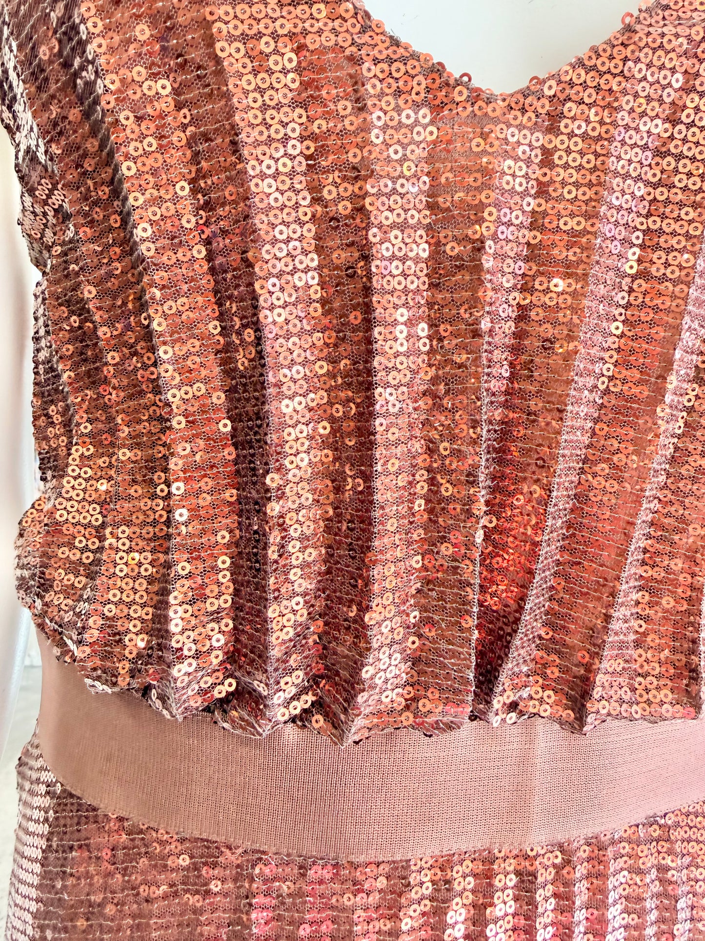 Flannel Copper Sequin Pices Cami Midi Dress - Size 1 (8) - Pre-Loved Geelong