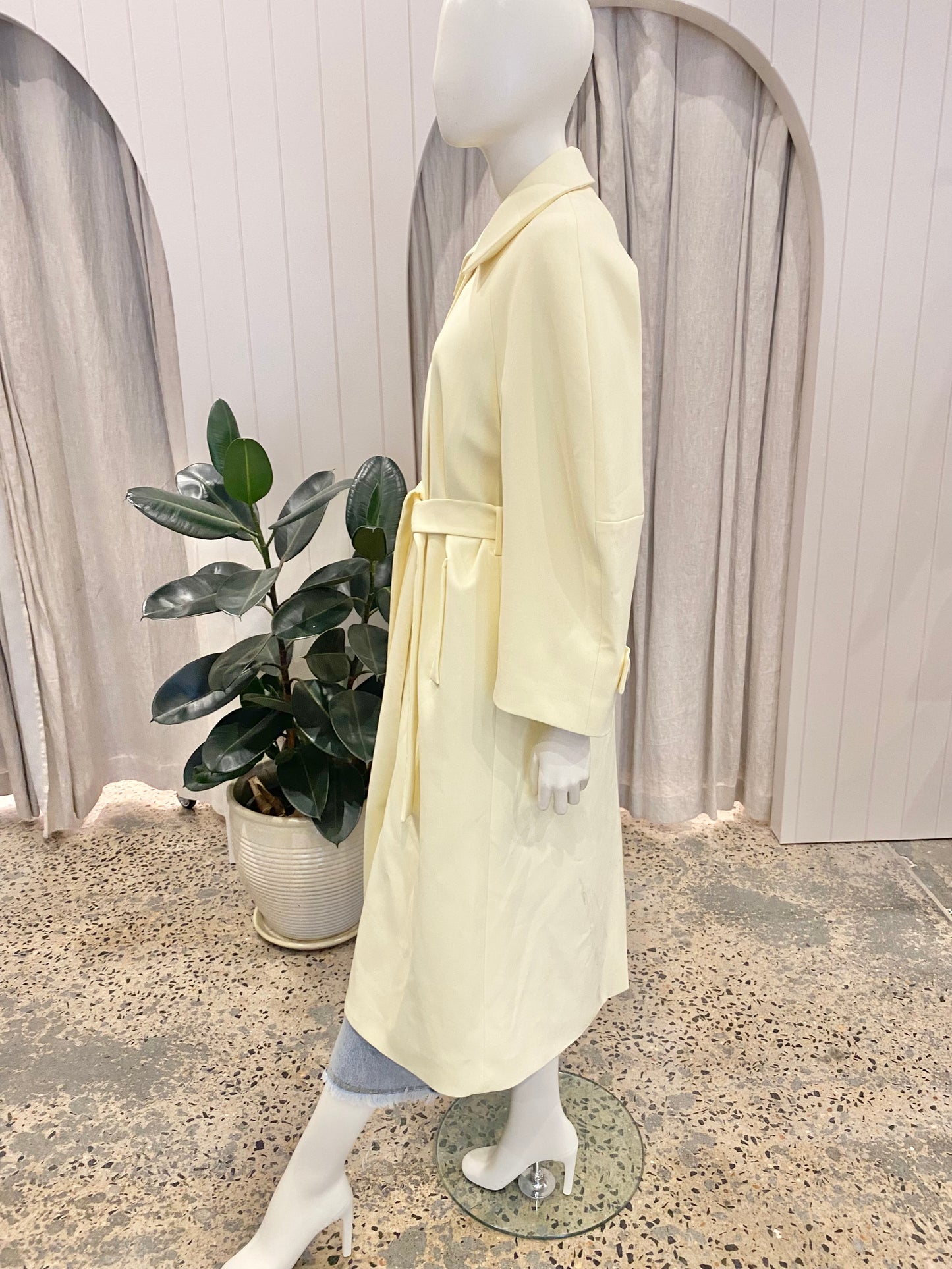 Bianca Spender Lemon Wool Koehler Coat - Size Small (8-10)