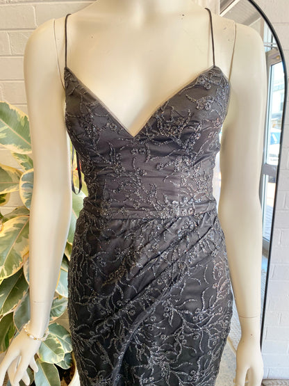 Bariano Black Glitter Maxi Dress - Size 6