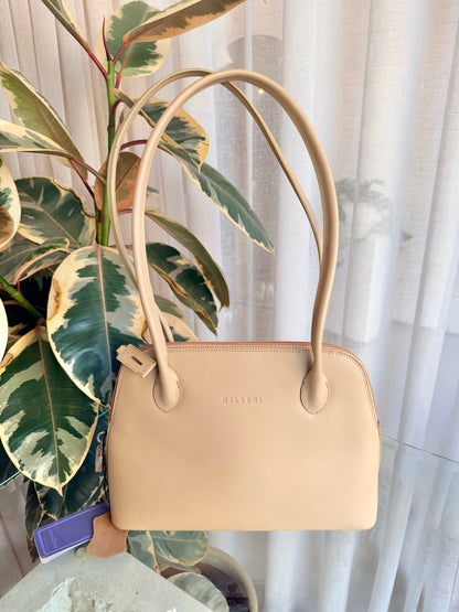 Milleni Camel Leather Shoulder Bag