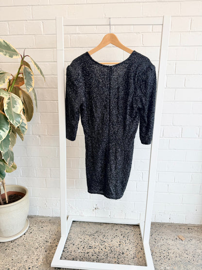 IRO Black Sequin Mini Dress - Size 40 (12)
