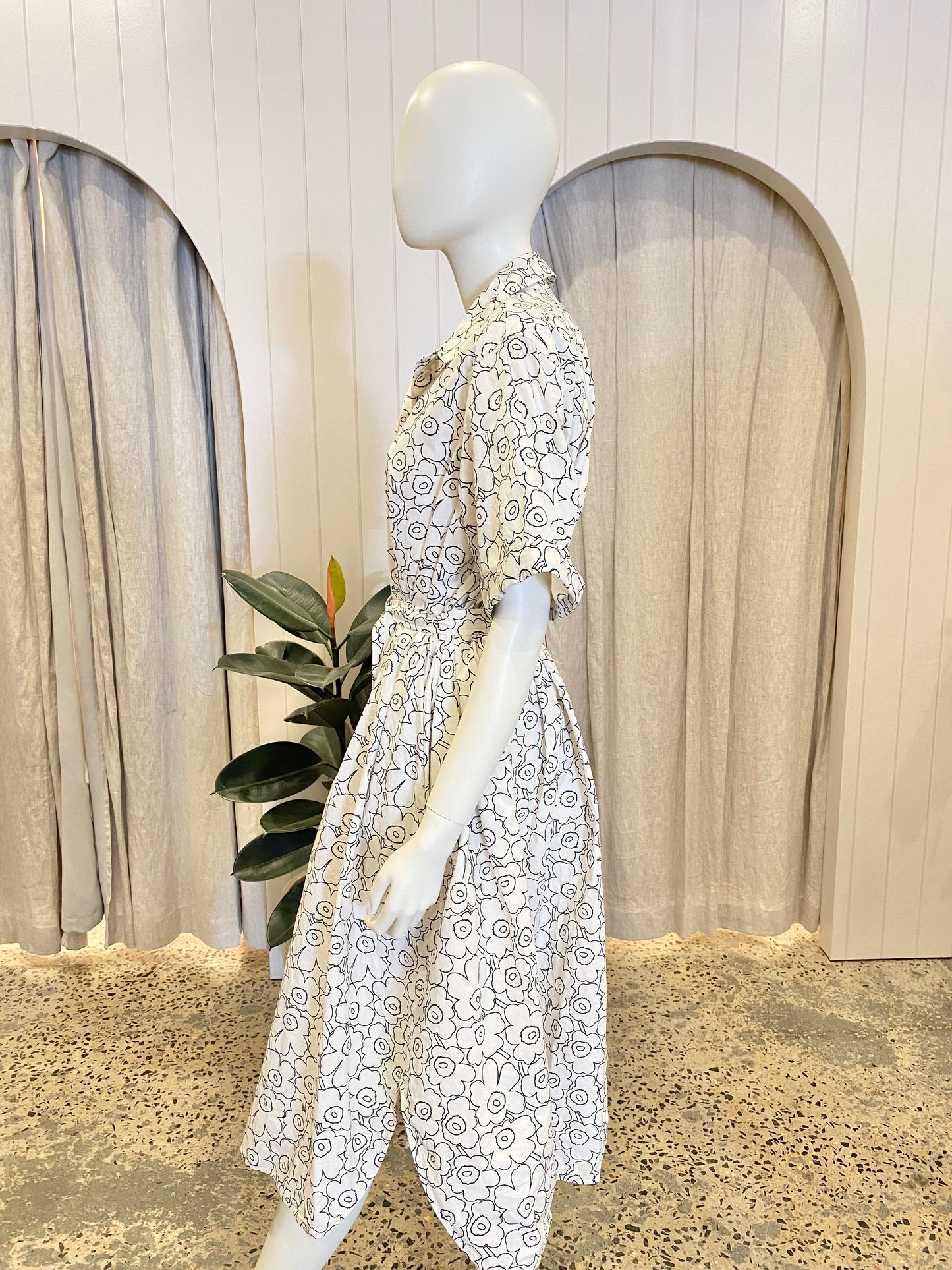 Marimekko Poplin Piirto Unikko Midi Shirt Dress - Size 40 (14/16)