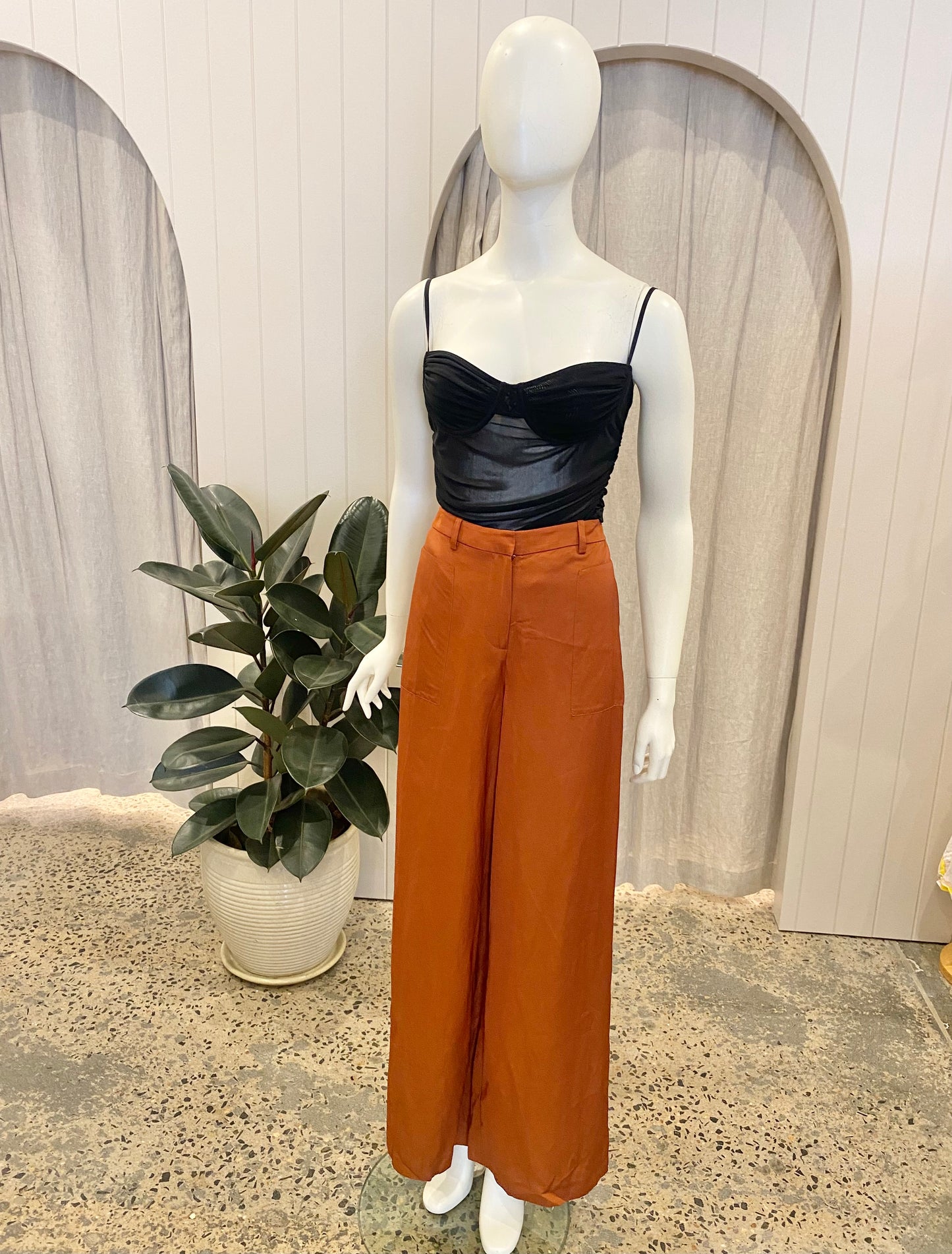 Sass & Bide Wide Leg Trousers in Bronze - Size 10