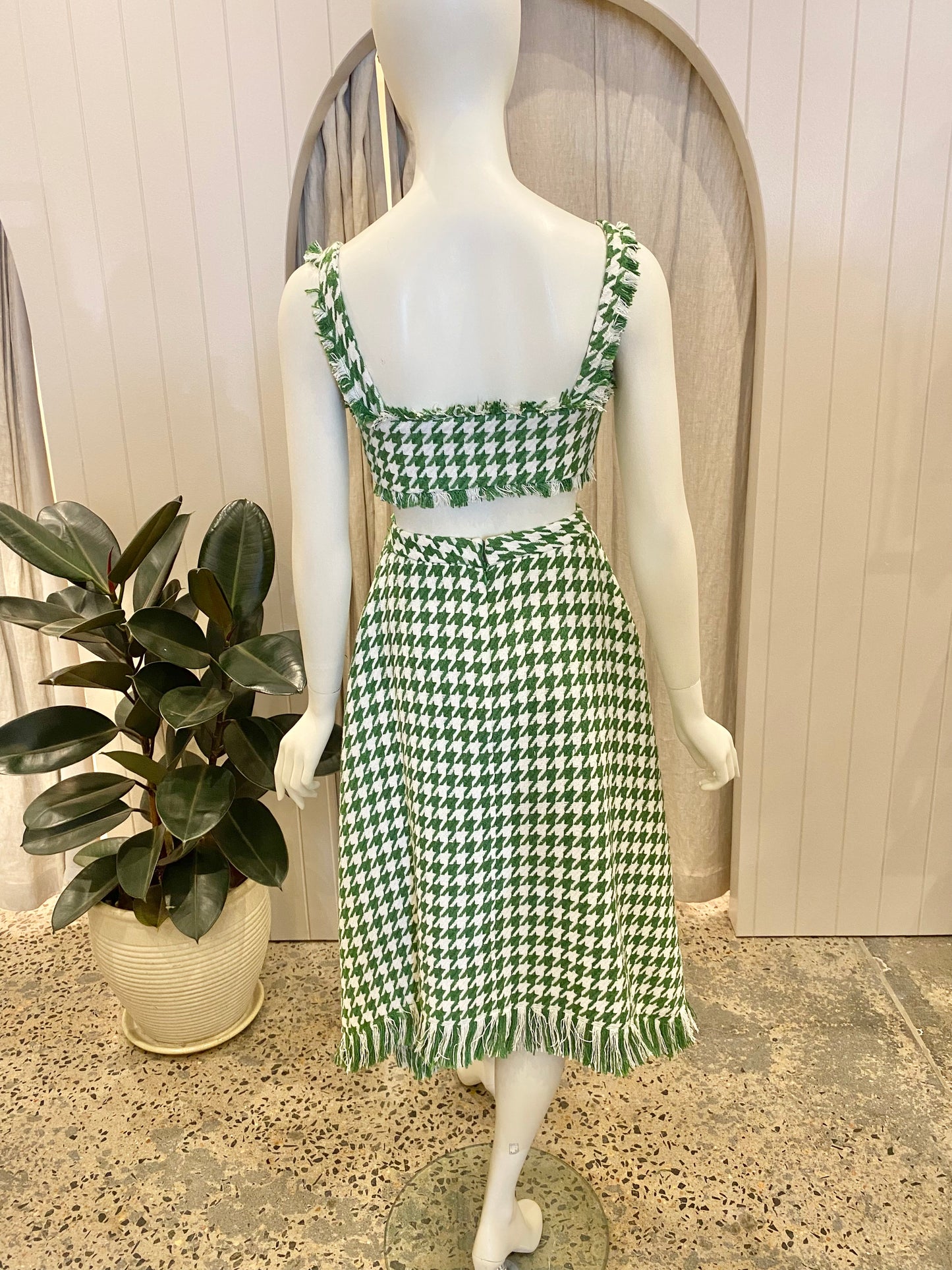 Leo Lin Tweed Co-Ord Set in Green - Size 6
