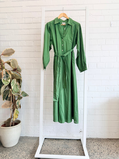 Diega Green Cotton Shirt Dress - Size L (12 - 14)