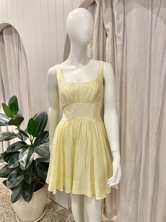 AJE 'Mist' Mini Dress in Butter - Size 8