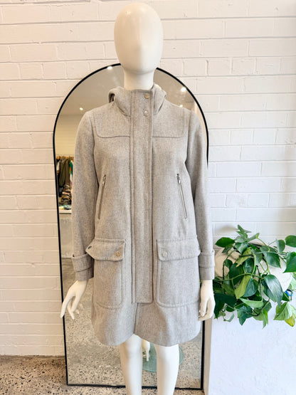 J Crew Grey Wool Blend Coat - Size 6