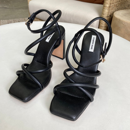 Country Road Black Strap Heels - Size 38