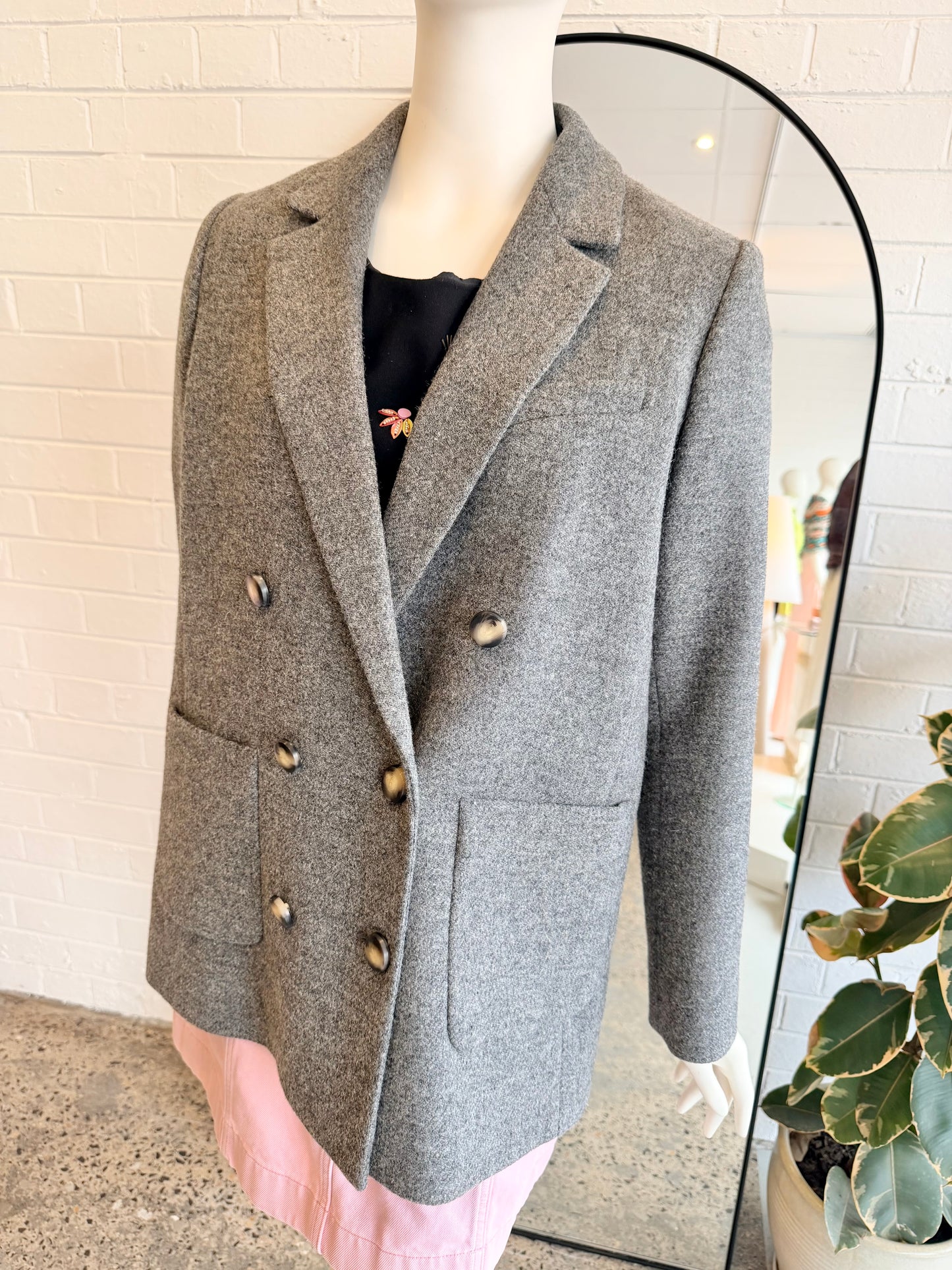 Sezane Grey Michele Double Breasted Blazer - Size 40 (12)