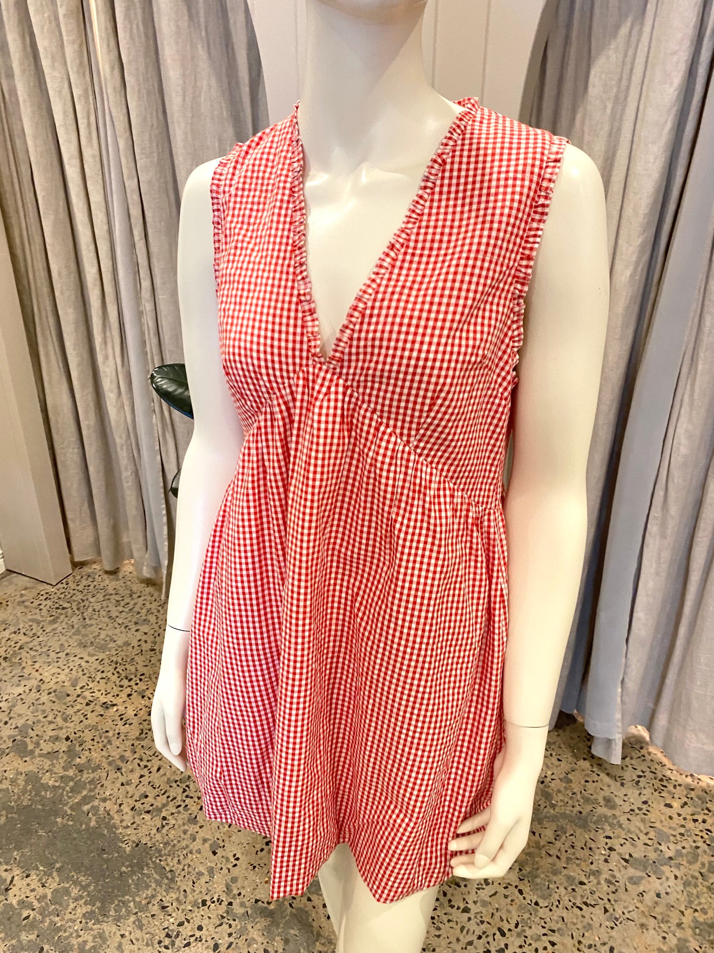 Steele Cecile Mini Dress in Red/White Gingham - Size M (10)