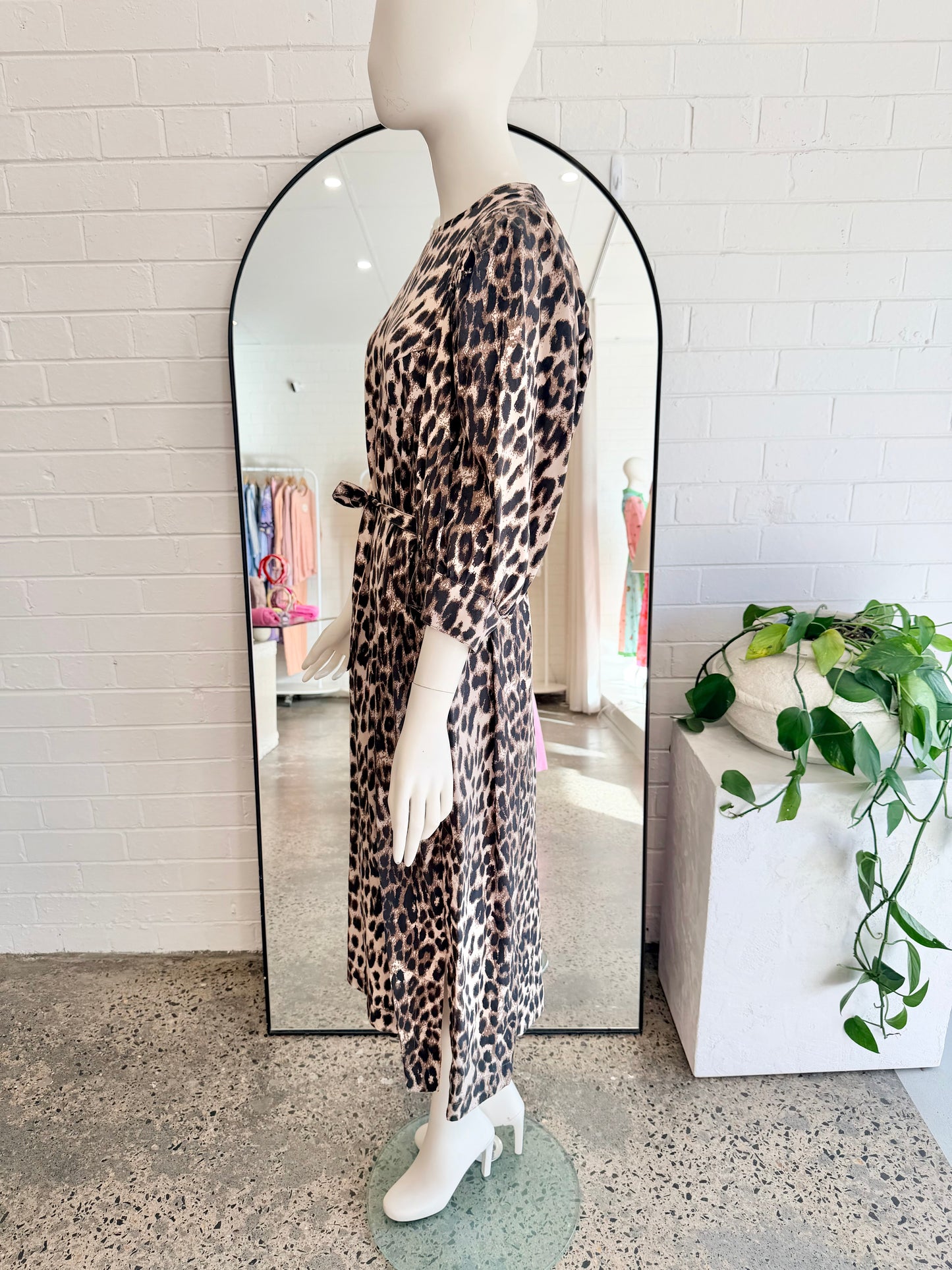 Baum Und Pferdgarten Brown Alya Leopard Print Midi Dress - Size 40 (12 - 14)