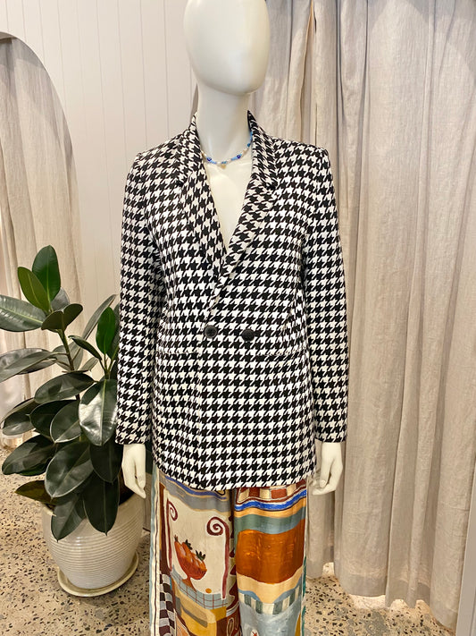 Anine Bing 'Quinn' Houndstooth Blazer - Size Small (8-10)