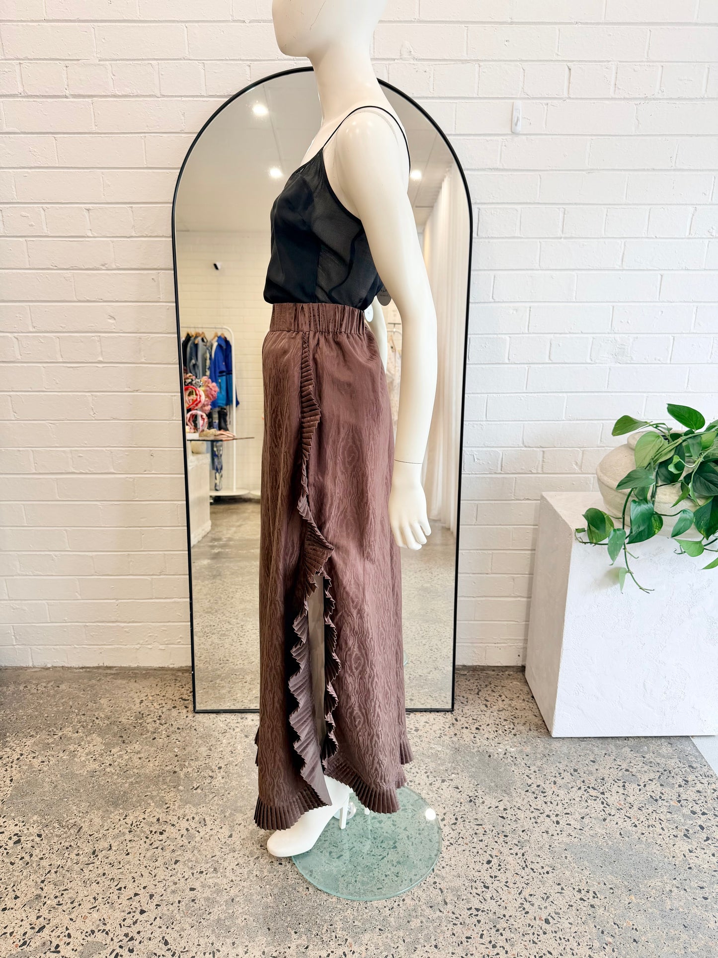 Alemais Pleated Detail Pants in Mocha - Size 12
