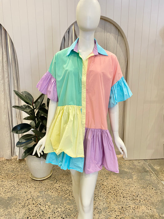 Bohemian Traders Pastel Mini Dress - Size S (8/10)