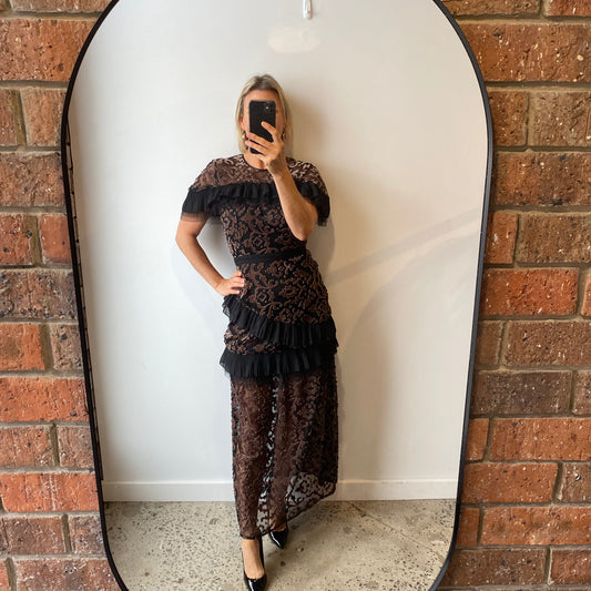 Stevie May Velvet Mesh Maxi Dress - Size 8