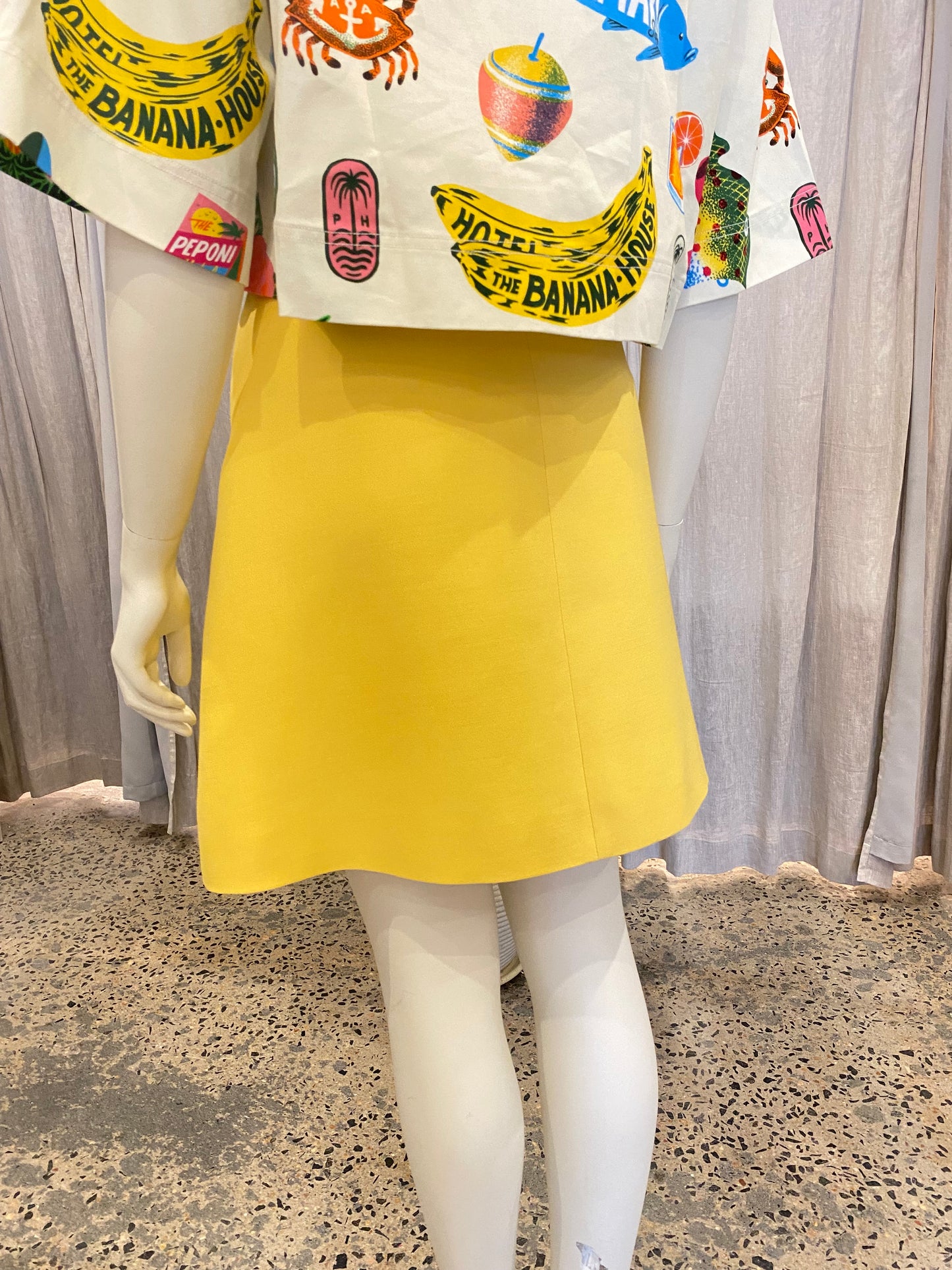 Valentino Yellow Wool and Silk Mini Skirt - Size 44 (10-12)