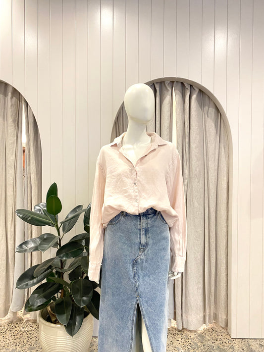 Assembly Label Linen Shirt in Blush - Size 14