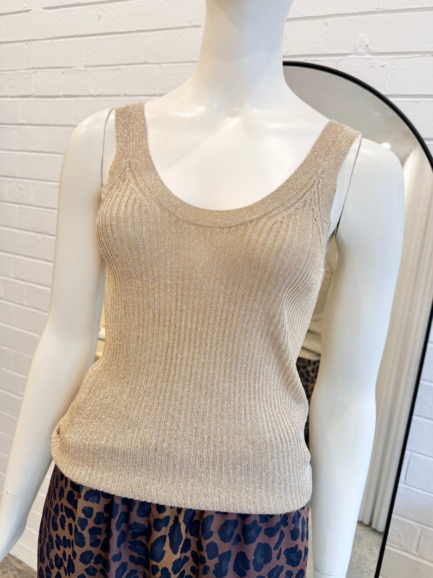 Reiss Gold Metallic Imogen Vest - Size M (10 - 12)
