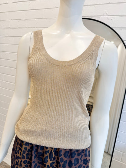 Reiss Gold Metallic Imogen Vest - Size M (10 - 12)
