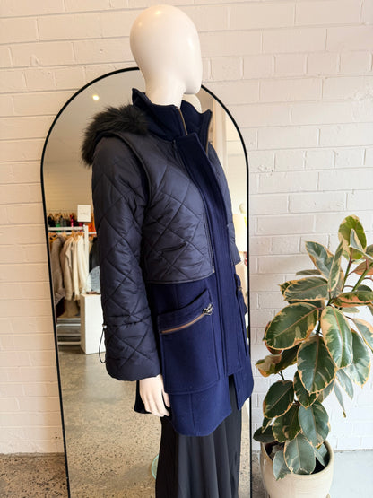 Joie Midnight Blue Hetal Wool Coat - Size S