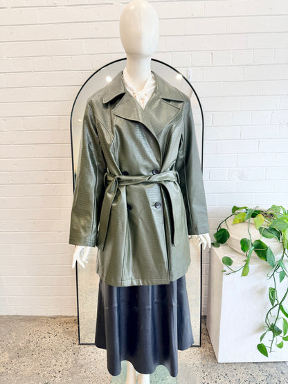 Ownley Khaki Sawyer Faux Leather Jacket - Size M (10 - 12) - Pre-Loved Geelong