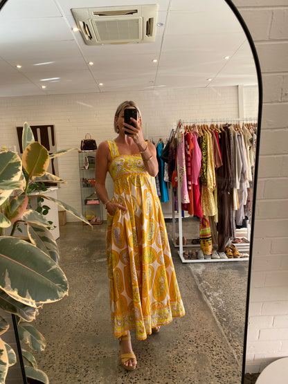 Alemais 'Diana' Orange Summer Cotton Dress - Size 8