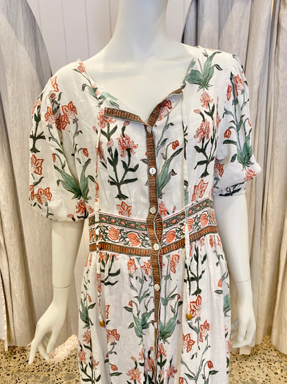 Hannah Artwear Camilla Linen Dress in Floral - Size 3 (14)