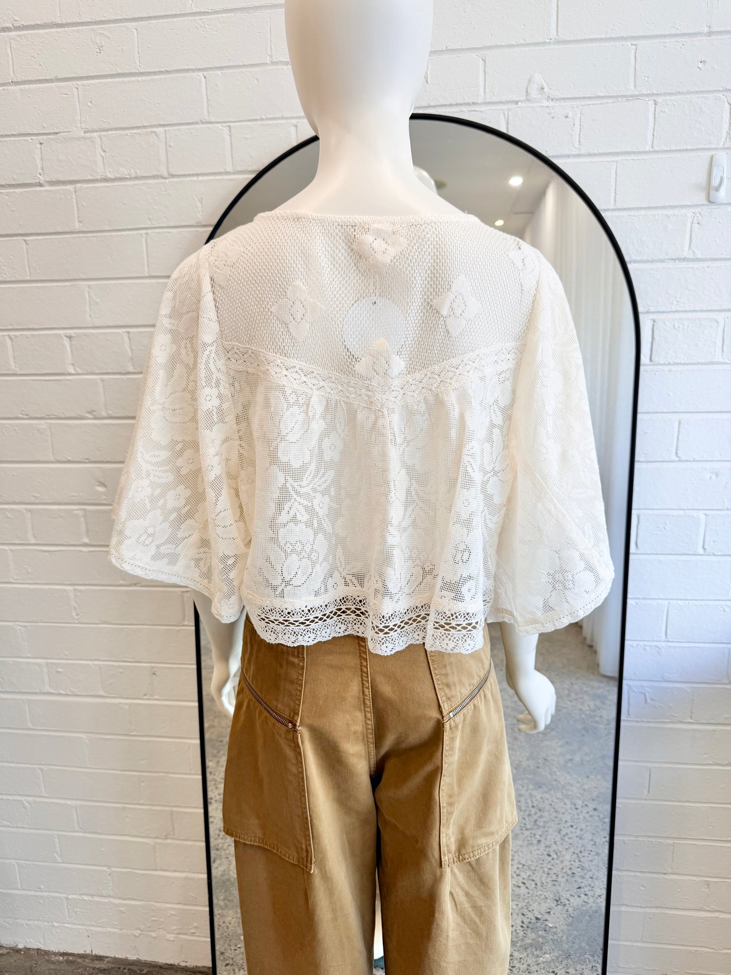 Spell 'Free Love' Lace Top in Vintage Cream - Size XXL (14)
