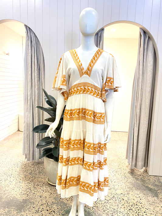 Pearl & Caviar Embroidered Midi Dress - Size M/L (12/14)