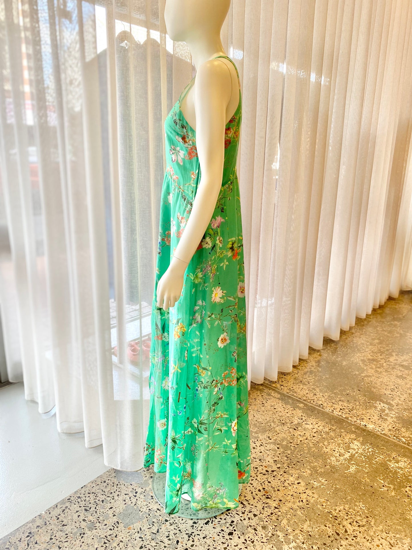Scanlan Theodore Green Floral Midi Dress - Size 10