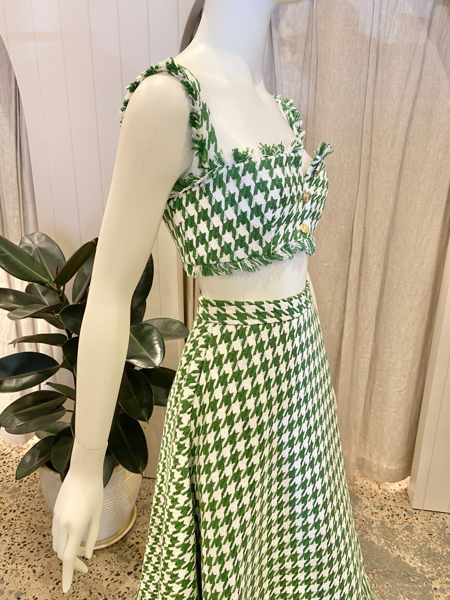 Leo Lin Tweed Co-Ord Set in Green - Size 6