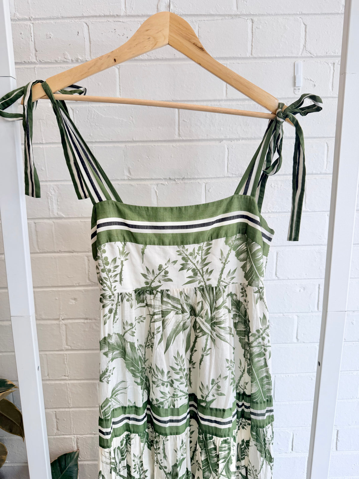 Zimmermann Empire Tie Shoulder Dress in Palm Print - Size 3 (12/14)