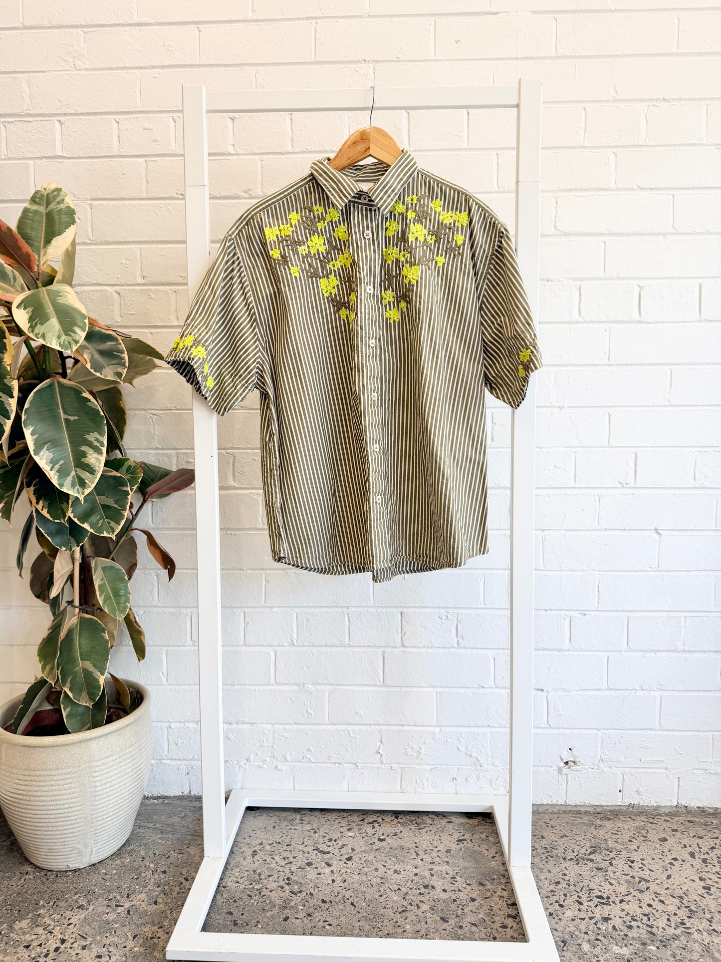 Kowtow Treetop Stripe Wildflower Shirt - Size L (12)