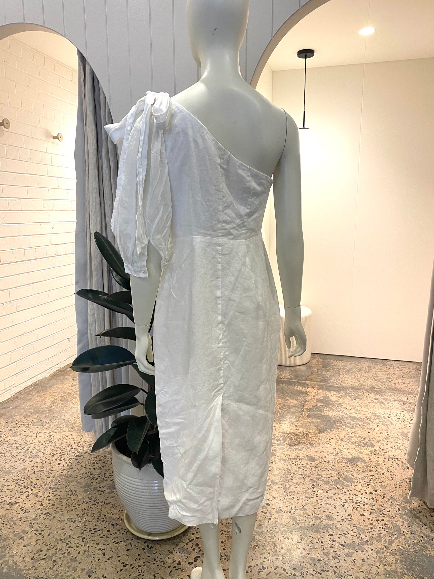 Joslin Florence Linen Midi Dress in White - Size 10